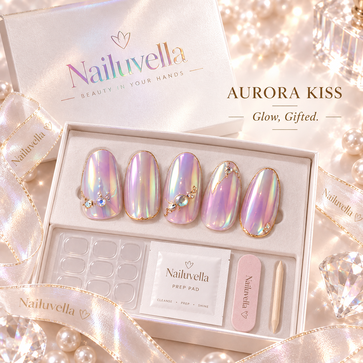 Nailuvella®| Aurora Kiss Press-On Nails❤️