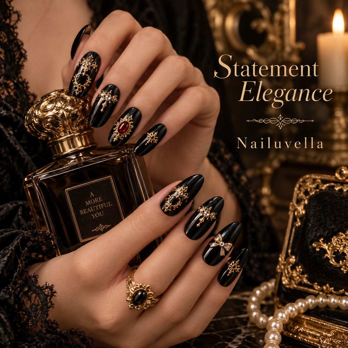 Nailuvella®| Noir Heirloom Press-On Nails❤️