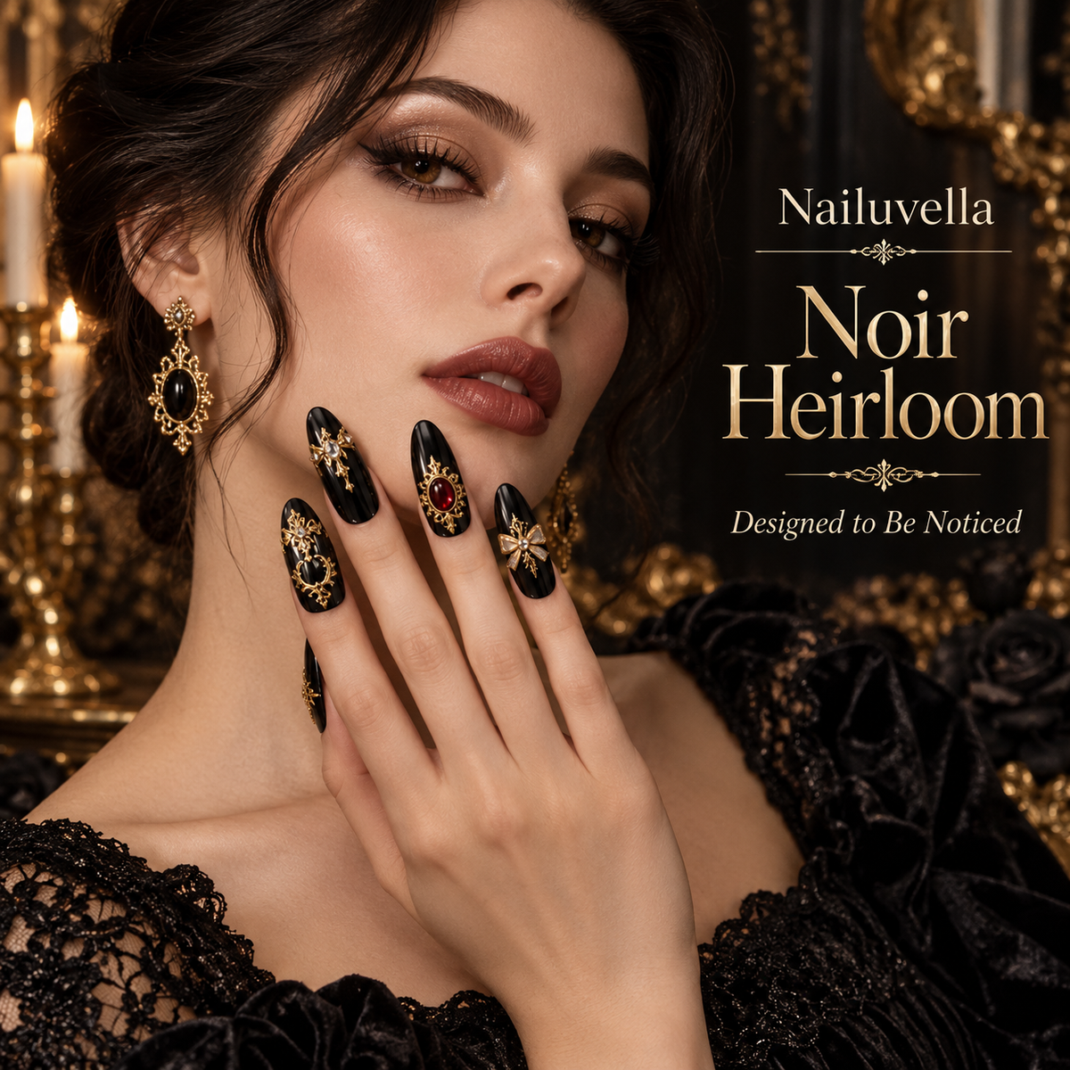 Nailuvella®| Noir Heirloom Press-On Nails❤️