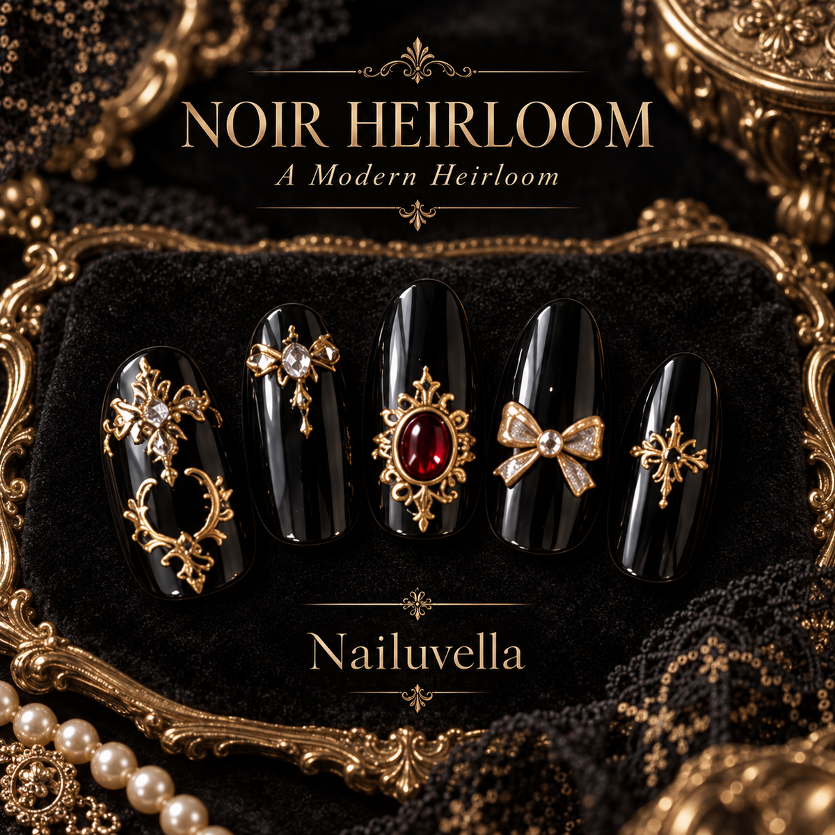 Nailuvella®| Noir Heirloom Press-On Nails❤️