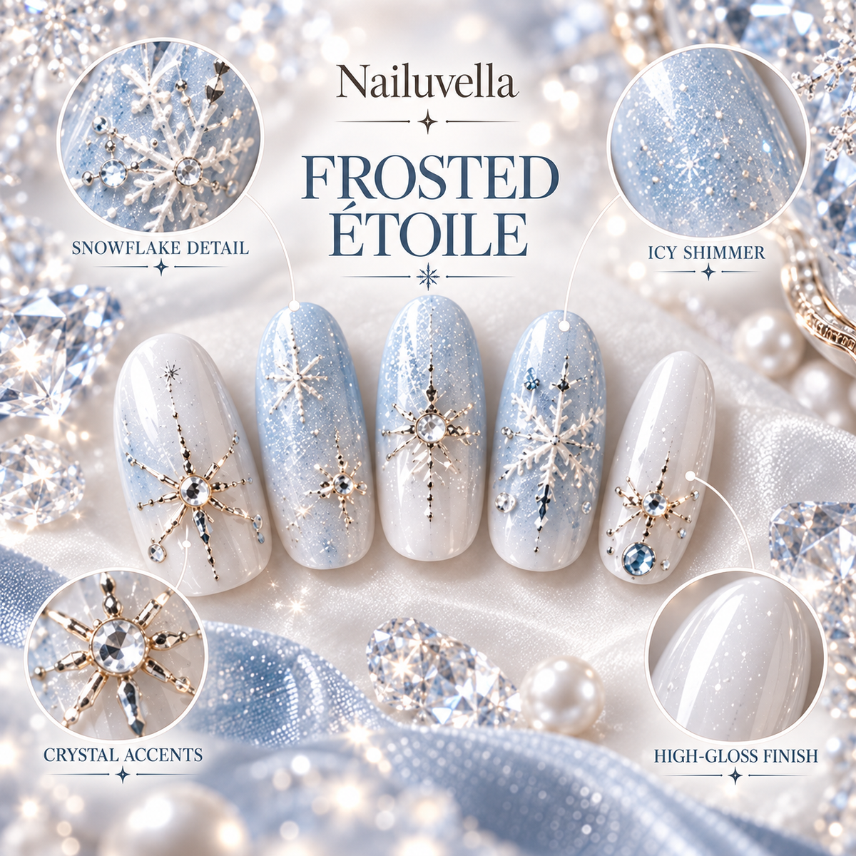 Nailuvella®| Frosted Étoile Press-On Nails❤️