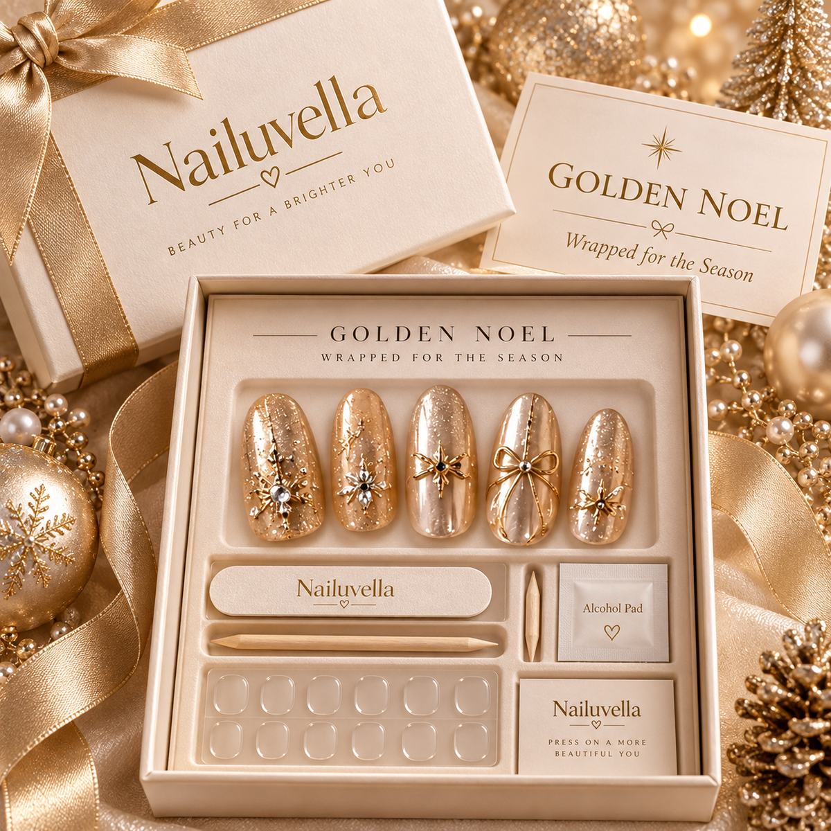 Nailuvella®| Golden Noel Press-On Nails❤️