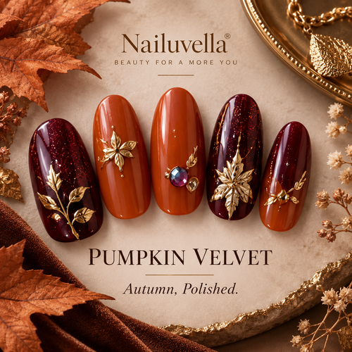 Nailuvella®| Pumpkin Velvet Press-On Nails❤️