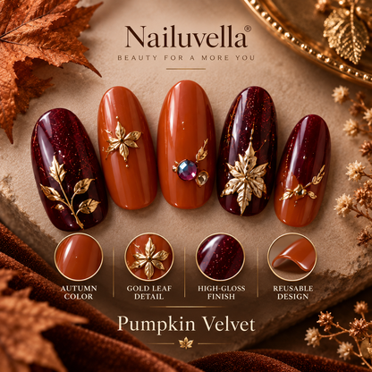 Nailuvella®| Pumpkin Velvet Press-On Nails❤️