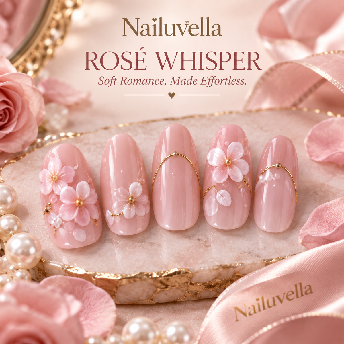 Nailuvella®| Rosé Whisper Press-On Nails ❤️