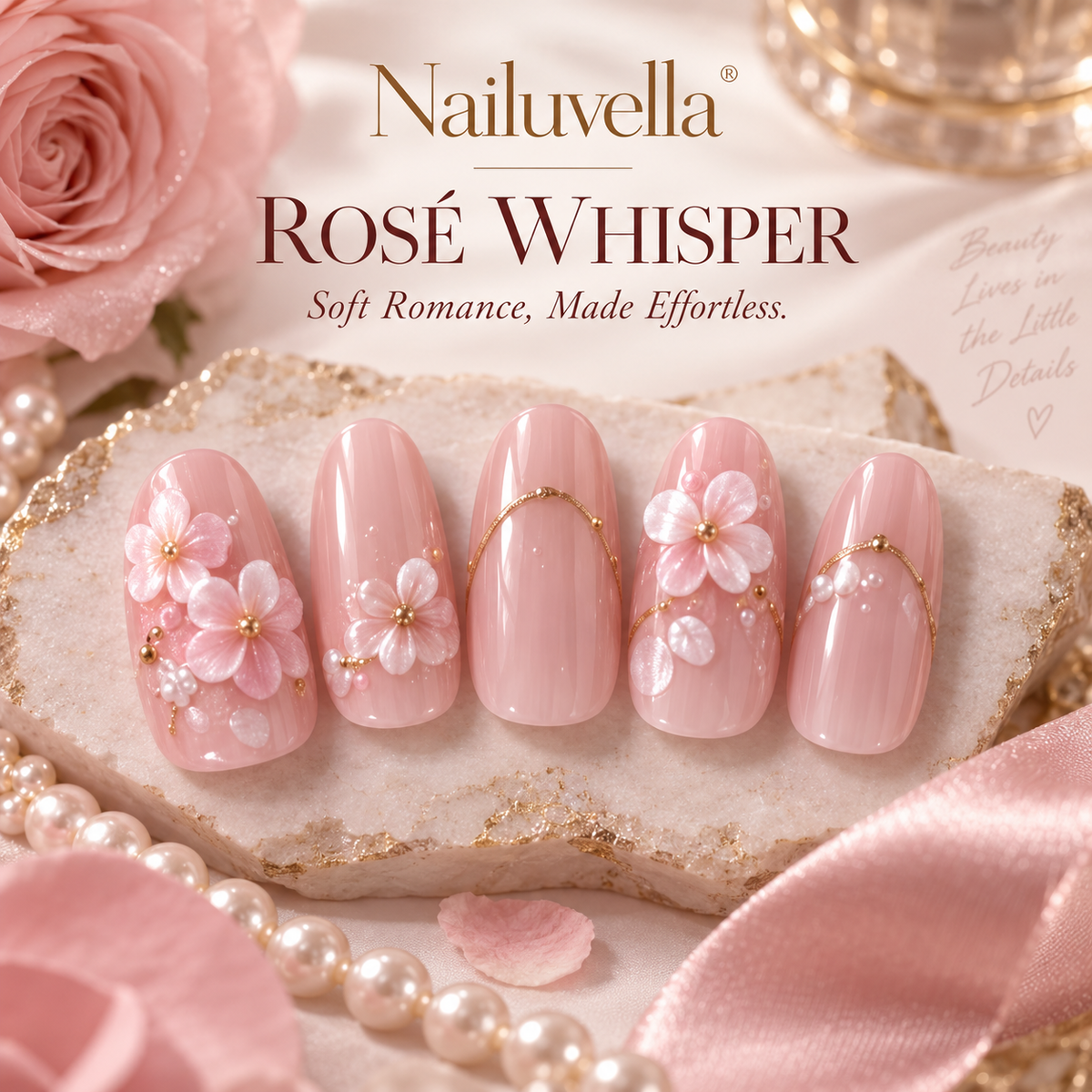 Nailuvella®| Rosé Whisper Press-On Nails ❤️