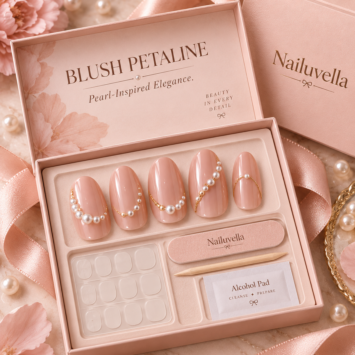 Nailuvella®| Blush Petaline Press-On Nails ❤️