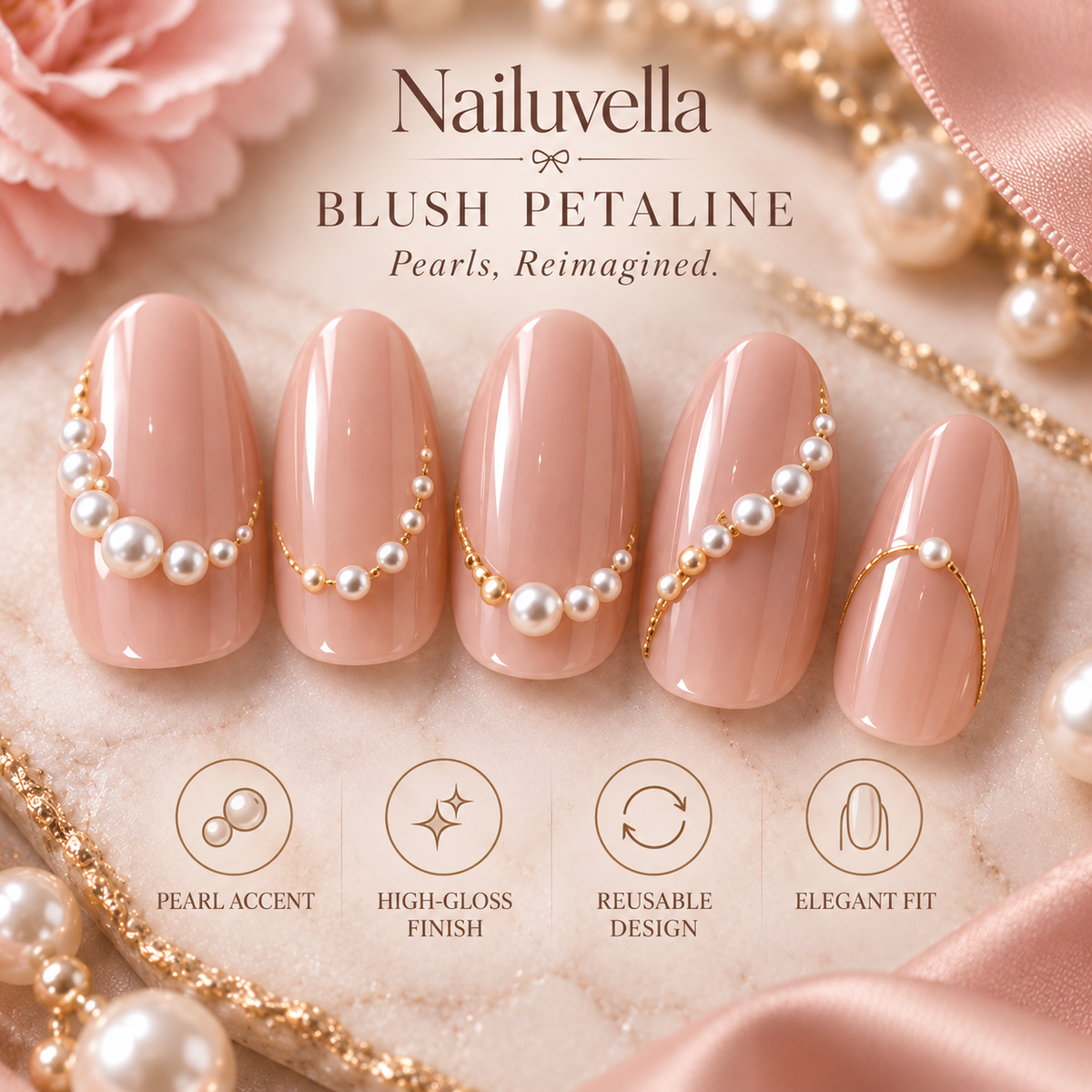 Nailuvella®| Blush Petaline Press-On Nails ❤️
