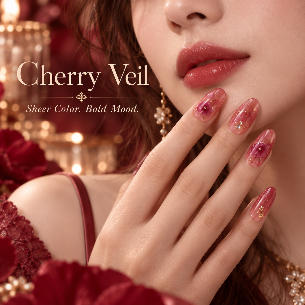 Nailuvella®| Cherry Veil Press-On Nails❤️