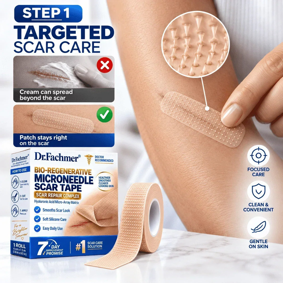 🔥 𝐎𝐟𝐟𝐢𝐜𝐢𝐚𝐥 𝐒𝐭𝐨𝐫𝐞丨Dr.Fachmer® 🩹 Bio-Regenerative Microneedle Scar Tape——Remove all kinds of skin scars