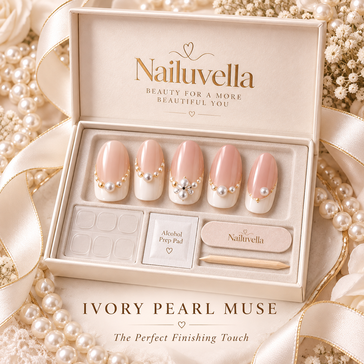 Nailuvella®| Ivory Pearl Muse Press-On Nails❤️
