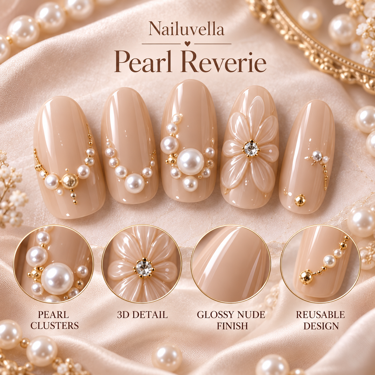 Nailuvella®| Pearl Reverie Press-On Nails❤️