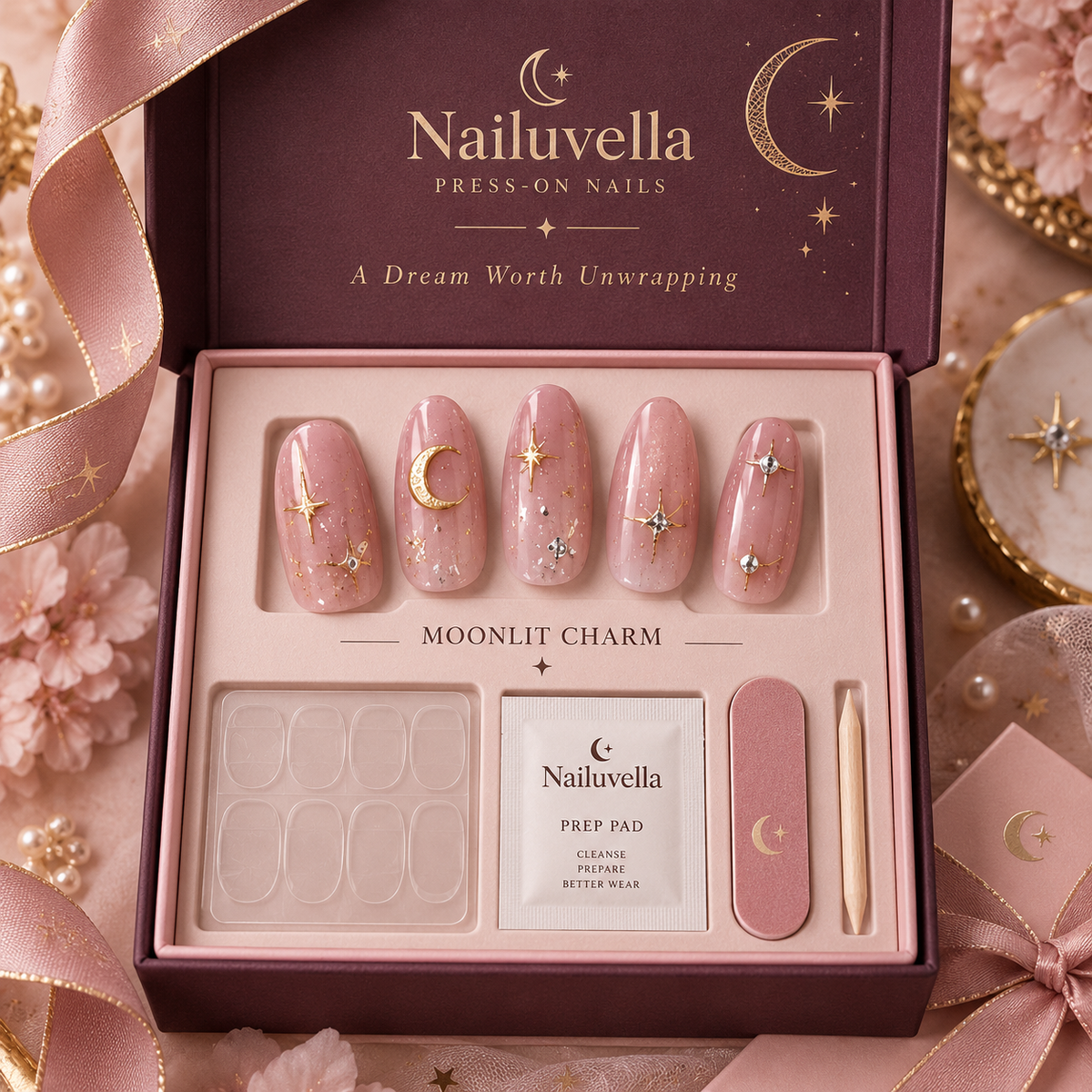Nailuvella®| Moonlit Charm Press-On Nails❤️