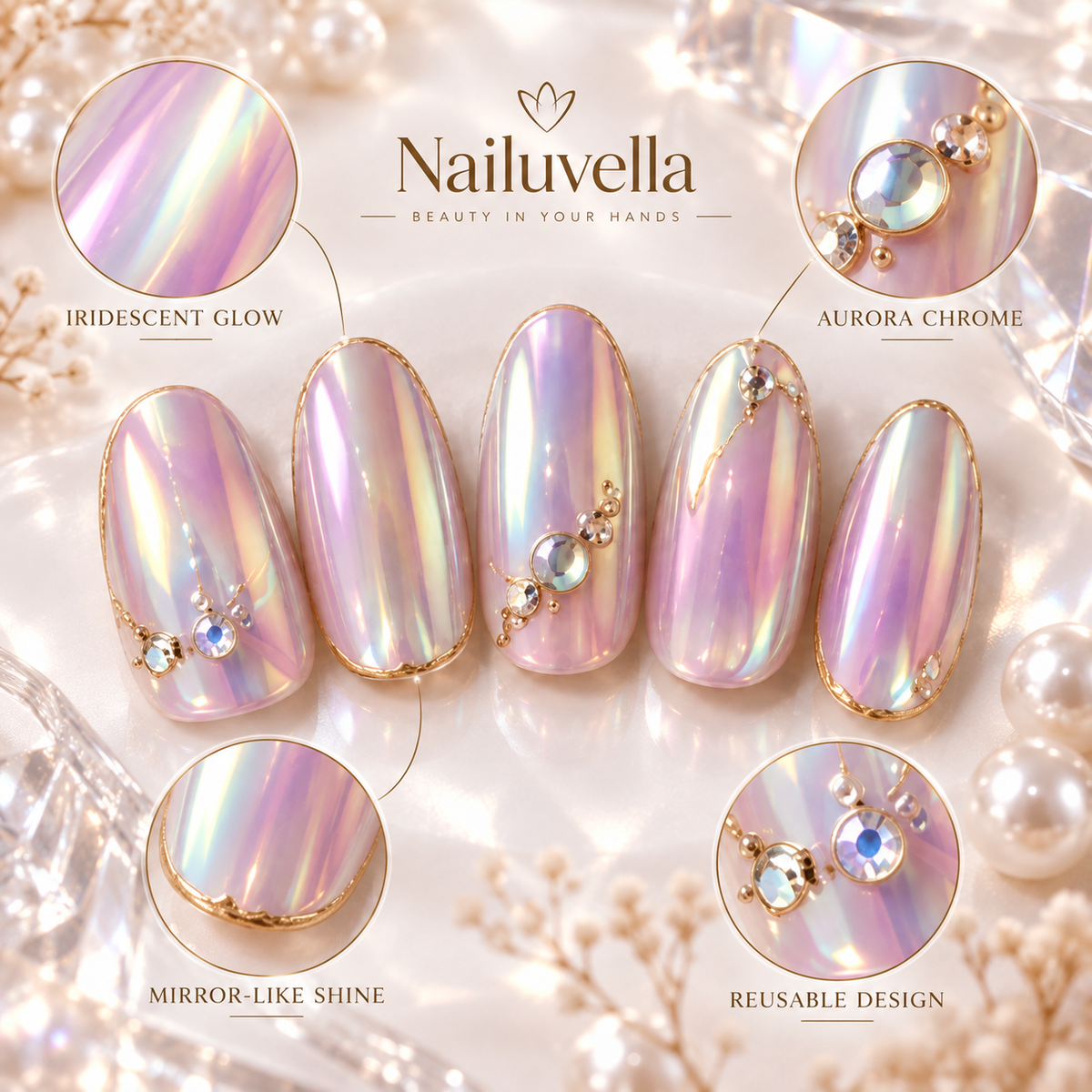 Nailuvella®| Aurora Kiss Press-On Nails❤️